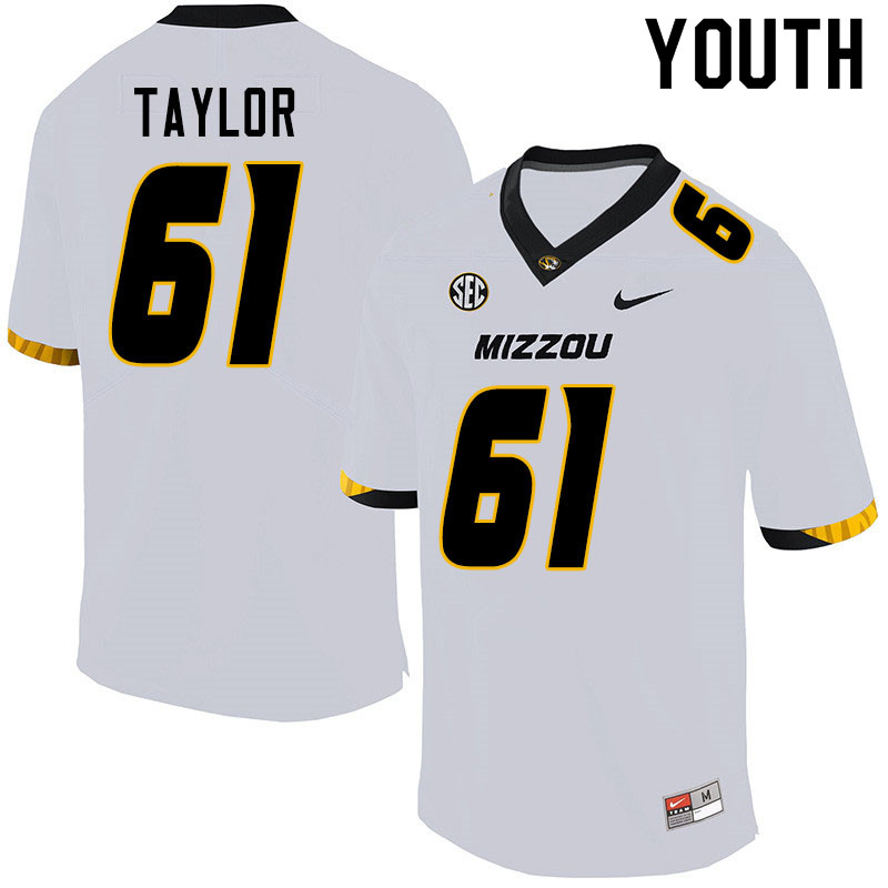 Youth #61 Richard Taylor Missouri Tigers College Football Jerseys Sale-White - Click Image to Close